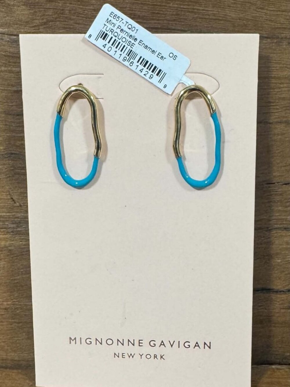 Gorgeous MIGNONNE GAVIGAN New York "Mini Pernielle" Enamel Ear Turquoise- NWT!